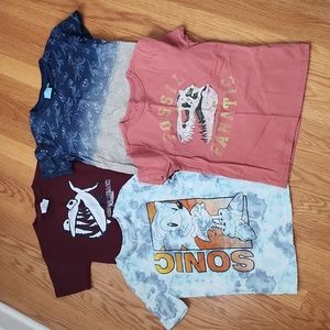 4 short sleeve graphic or printed t-shirts,  size Small or size 7